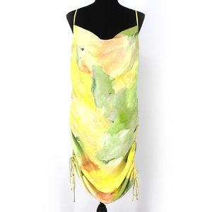 Aritzia Wilfred Only Ruched Slip Mini Dress Marsh Honey Dew Green Large L